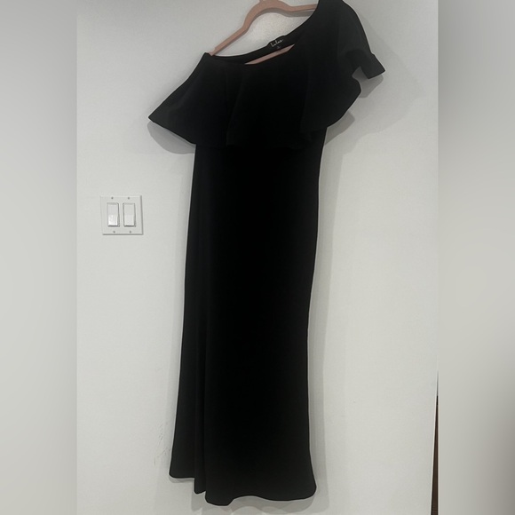 Lulus One Shoulder Ruffle Black Maxi Dress Women’s Sz L - Picture 2 of 7